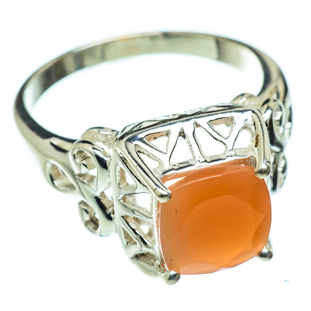 Peach Moonstone Rings handcrafted by Anasilvercos - RING48373
