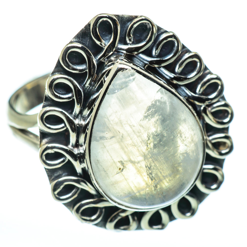 Rainbow Moonstone Rings handcrafted by Anasilvercos - RING48556
