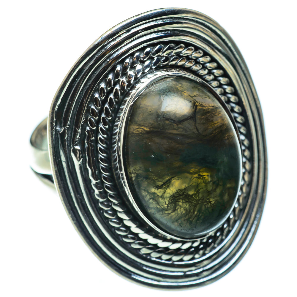 Green Moss Agate Rings handcrafted by Anasilvercos - RING48808