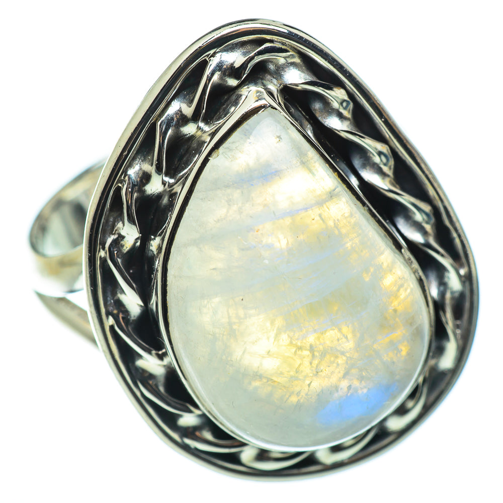 Rainbow Moonstone Rings handcrafted by Anasilvercos - RING48862