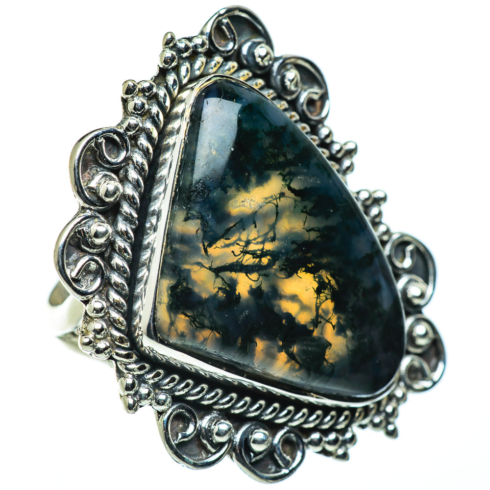 Green Moss Agate Rings handcrafted by Anasilvercos - RING49035