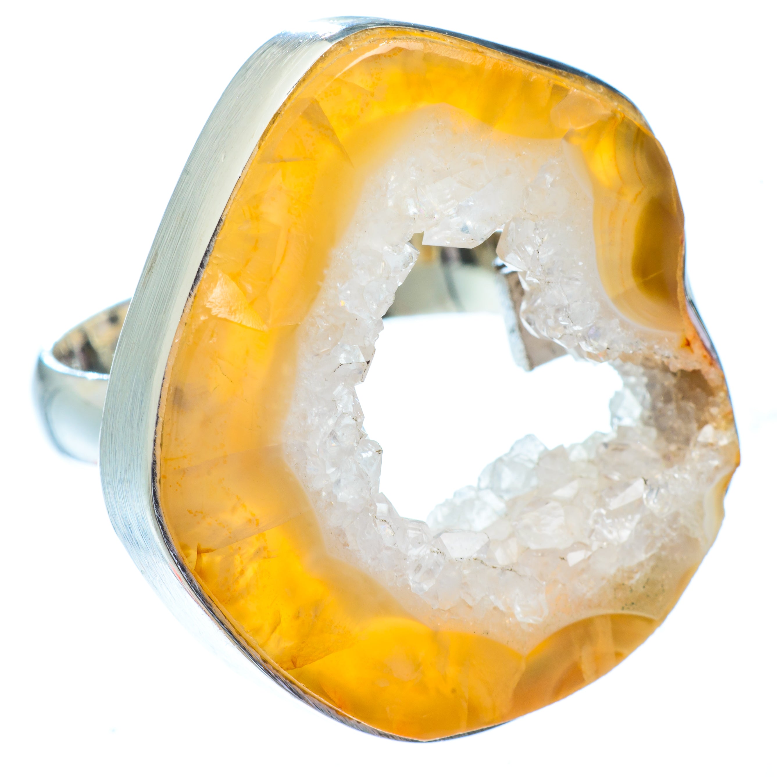 Coconut Geode Druzy Rings handcrafted by Anasilvercos - RING4938