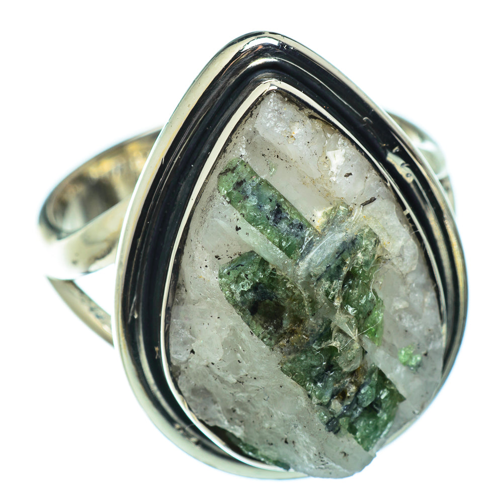 Green Tourmaline In Quartz Rings handcrafted by Anasilvercos - RING49603