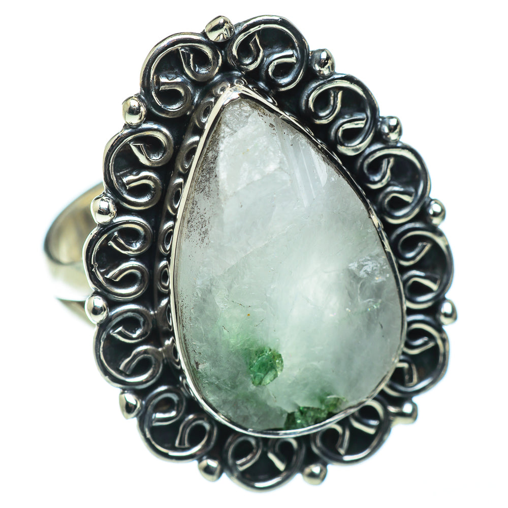 Green Tourmaline In Quartz Rings handcrafted by Anasilvercos - RING49624