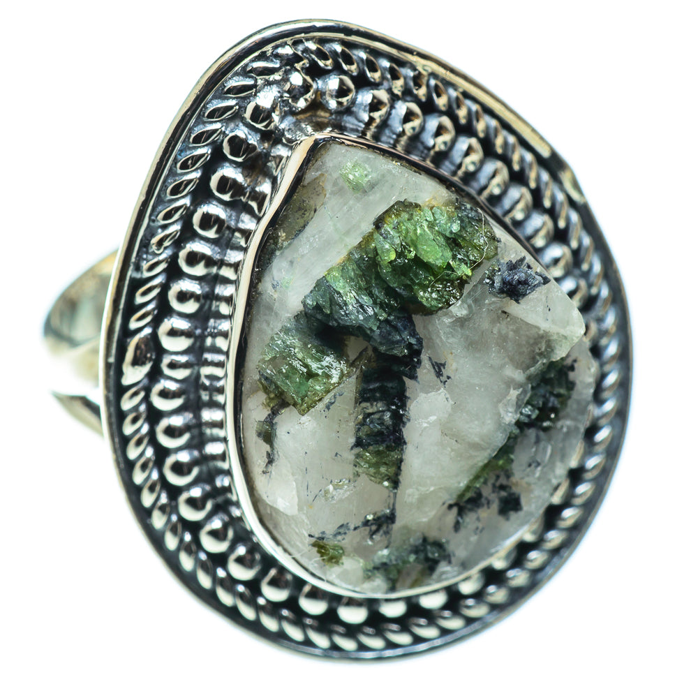 Green Tourmaline In Quartz Rings handcrafted by Anasilvercos - RING49820
