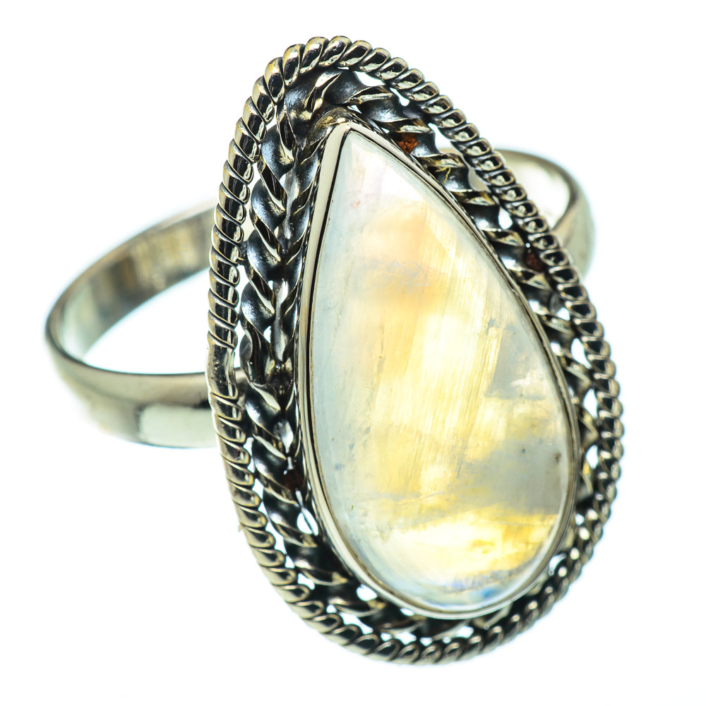 Rainbow Moonstone Rings handcrafted by Anasilvercos - RING49847