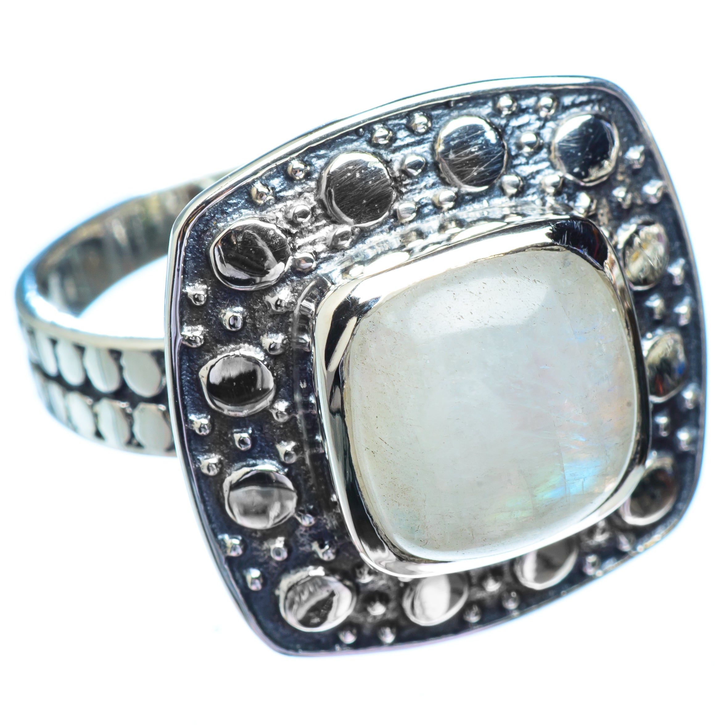 Rainbow Moonstone Rings handcrafted by Anasilvercos - RING5000