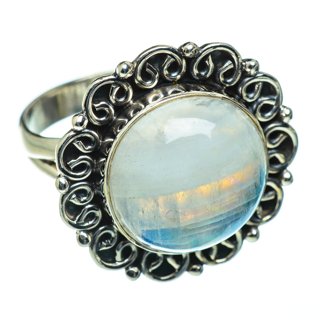 Rainbow Moonstone Rings handcrafted by Anasilvercos - RING50014