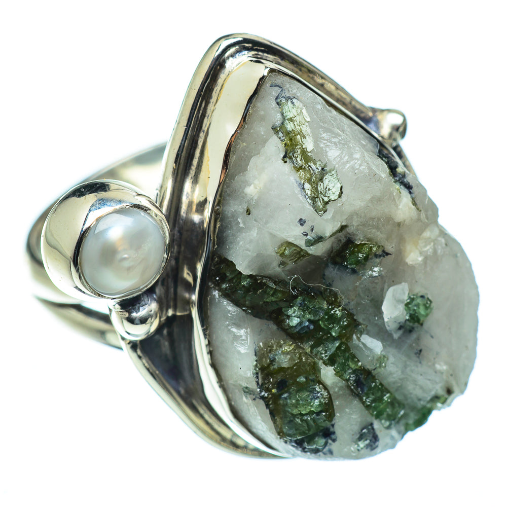 Green Tourmaline In Quartz Rings handcrafted by Anasilvercos - RING50133
