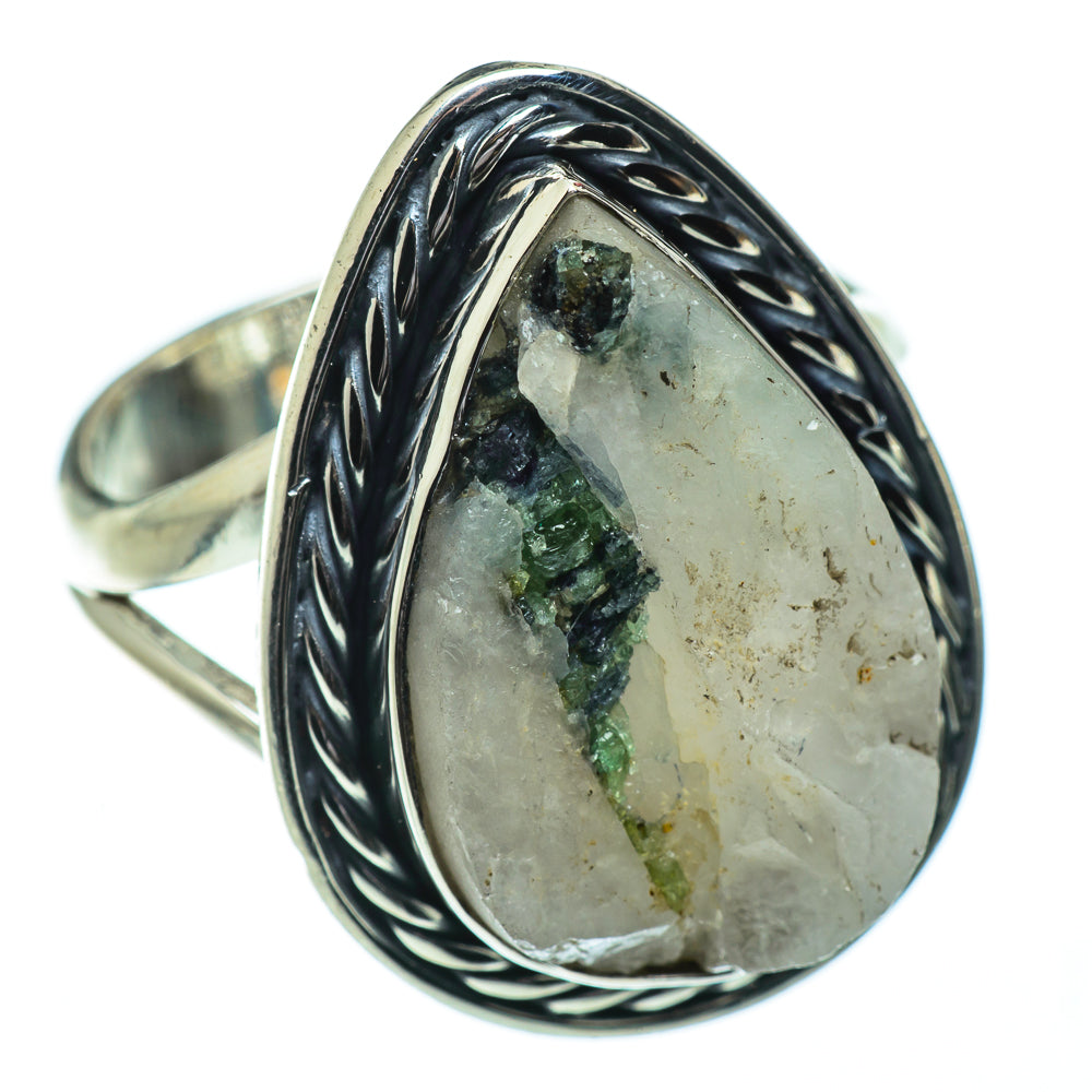 Green Tourmaline In Quartz Rings handcrafted by Anasilvercos - RING50487