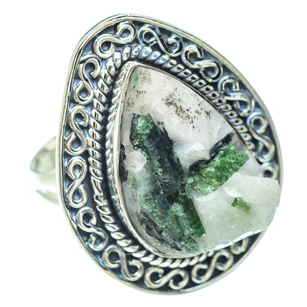 Green Tourmaline In Quartz Rings handcrafted by Anasilvercos - RING50955