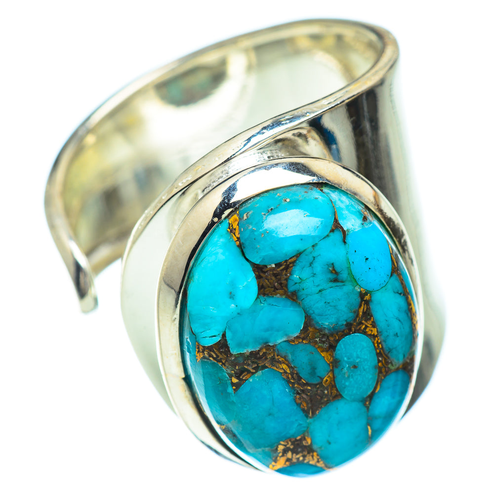 Blue Copper Composite Turquoise Rings handcrafted by Anasilvercos - RING51438