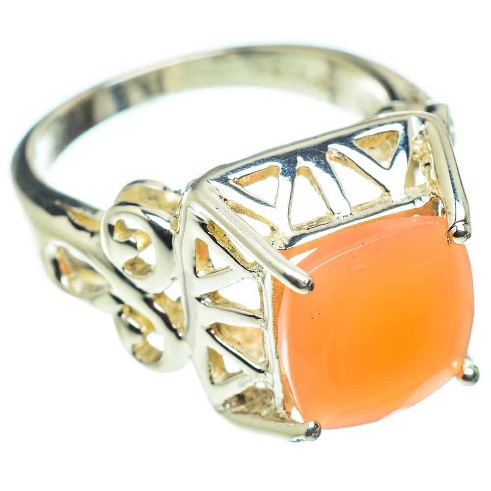 Peach Moonstone Rings handcrafted by Anasilvercos - RING52307