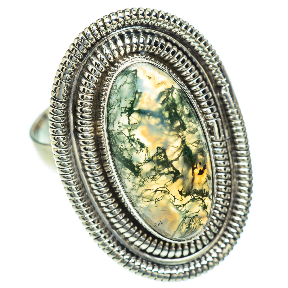Green Moss Agate Rings handcrafted by Anasilvercos - RING52942