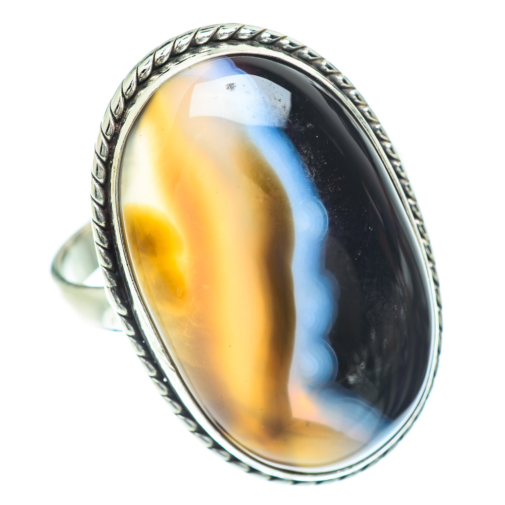 Black Botswana Agate Rings handcrafted by Anasilvercos - RING52973