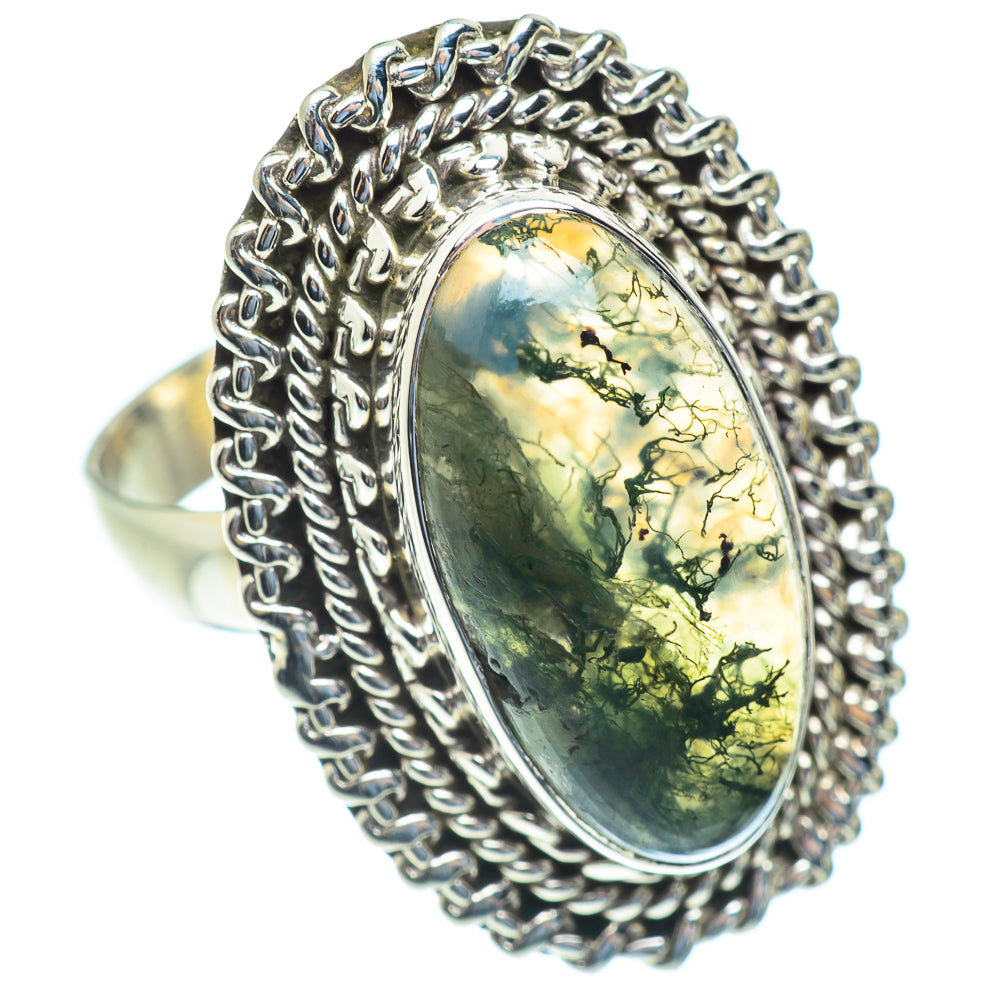 Green Moss Agate Rings handcrafted by Anasilvercos - RING53895