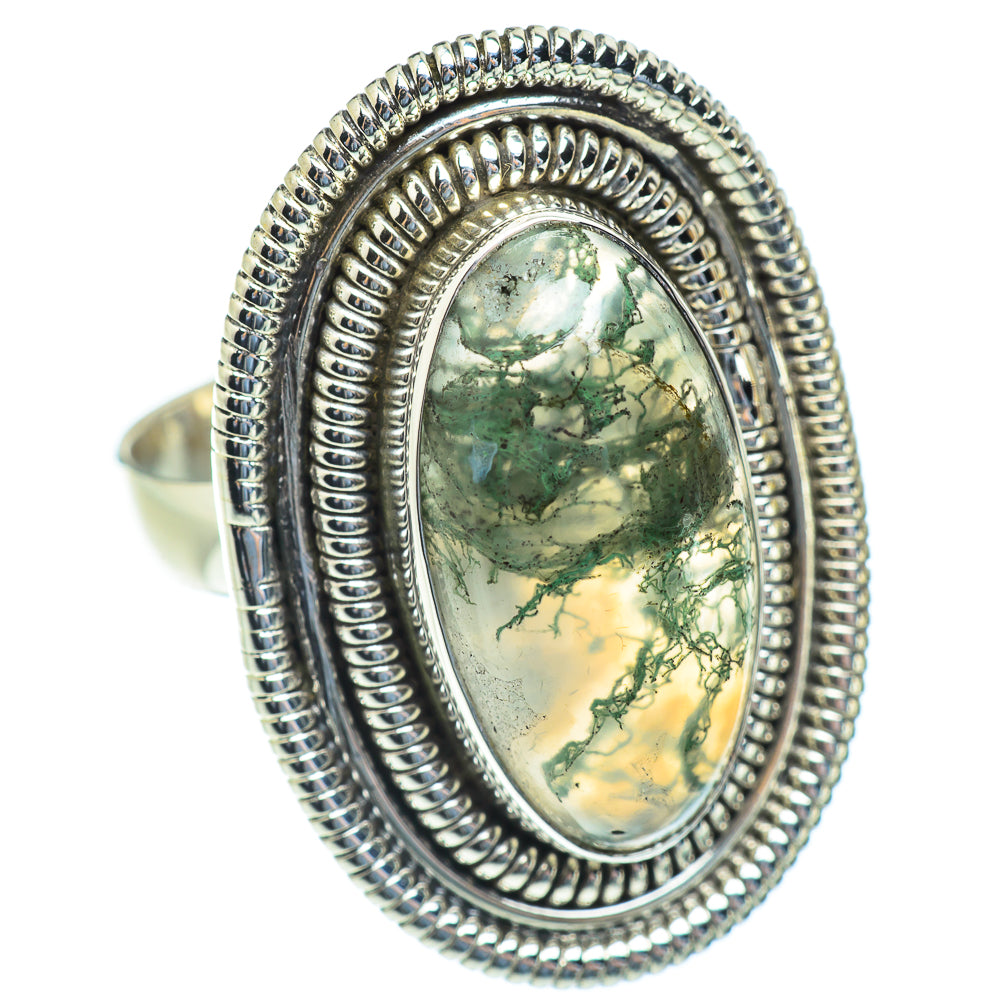 Green Moss Agate Rings handcrafted by Anasilvercos - RING54046