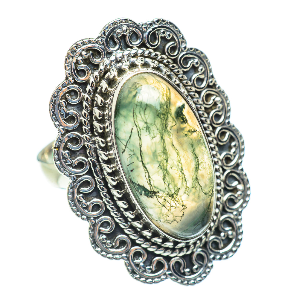 Green Moss Agate Rings handcrafted by Anasilvercos - RING54099