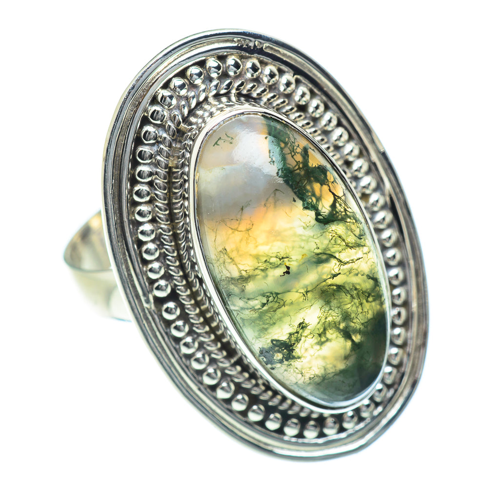 Green Moss Agate Rings handcrafted by Anasilvercos - RING54367
