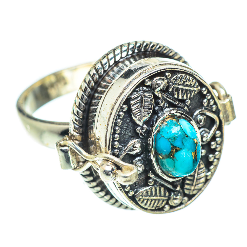 Blue Copper Composite Turquoise Rings handcrafted by Anasilvercos - RING54576