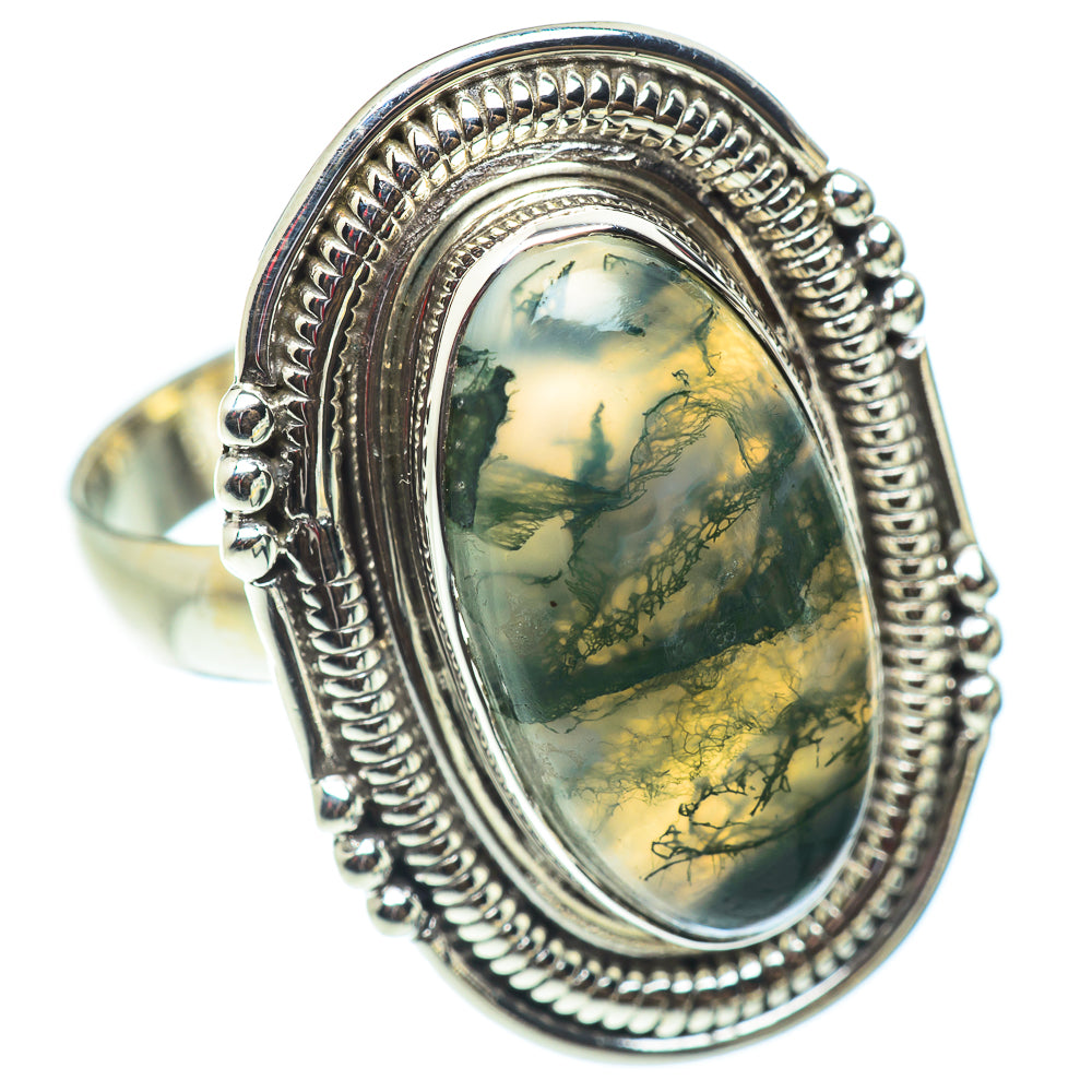 Green Moss Agate Rings handcrafted by Anasilvercos - RING54790