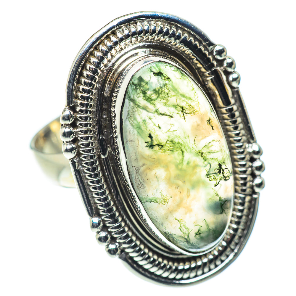 Green Moss Agate Rings handcrafted by Anasilvercos - RING55083