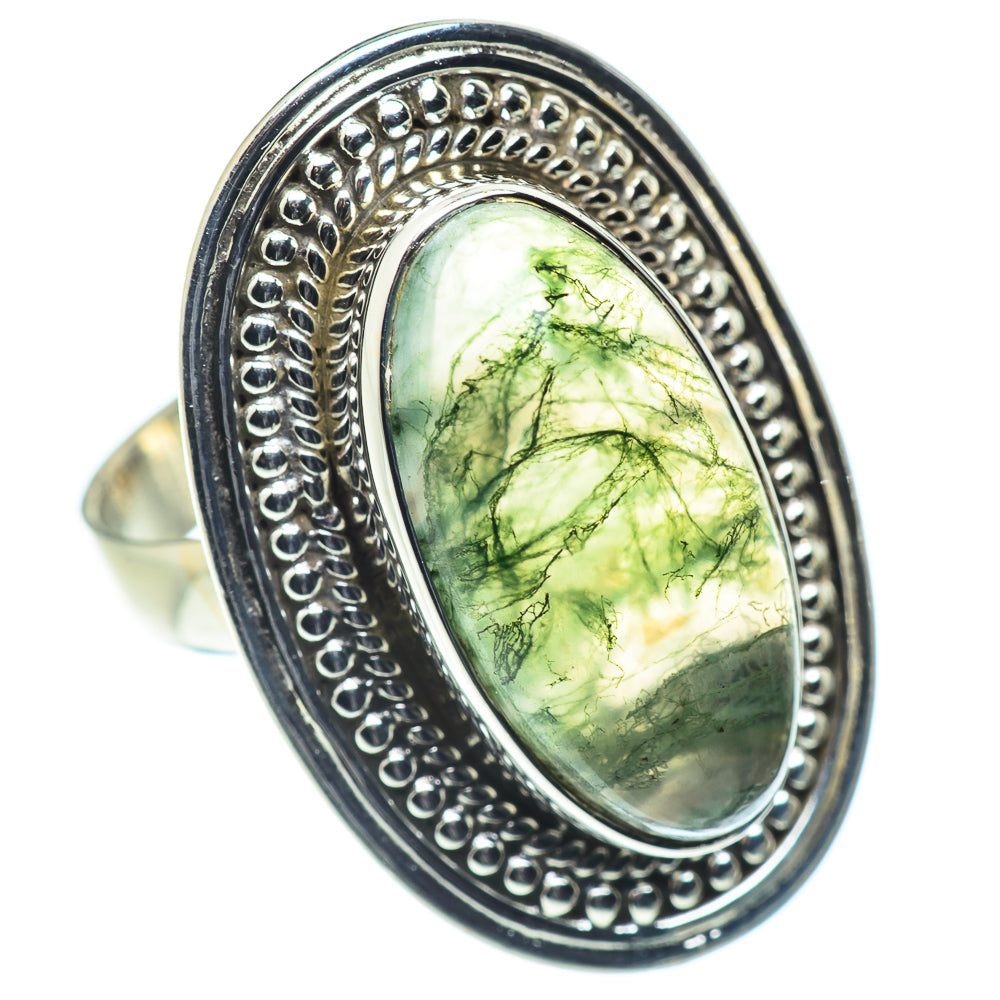 Green Moss Agate Rings handcrafted by Anasilvercos - RING55104