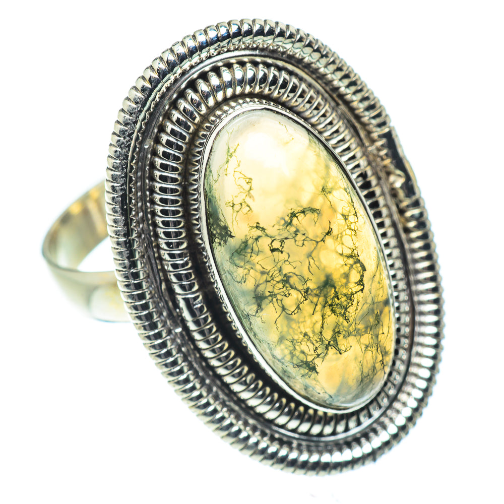 Green Moss Agate Rings handcrafted by Anasilvercos - RING55399