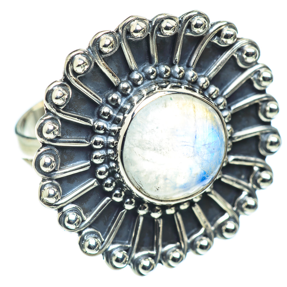 Rainbow Moonstone Rings handcrafted by Anasilvercos - RING55526