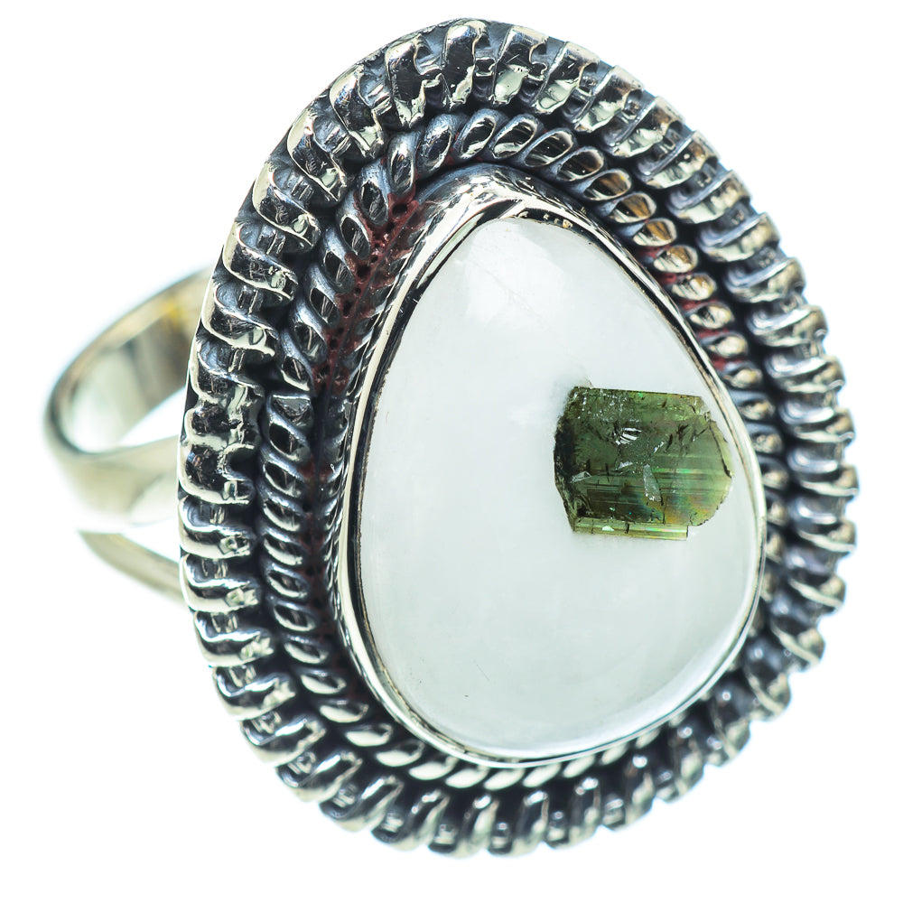 Green Tourmaline In Quartz Rings handcrafted by Anasilvercos - RING55546