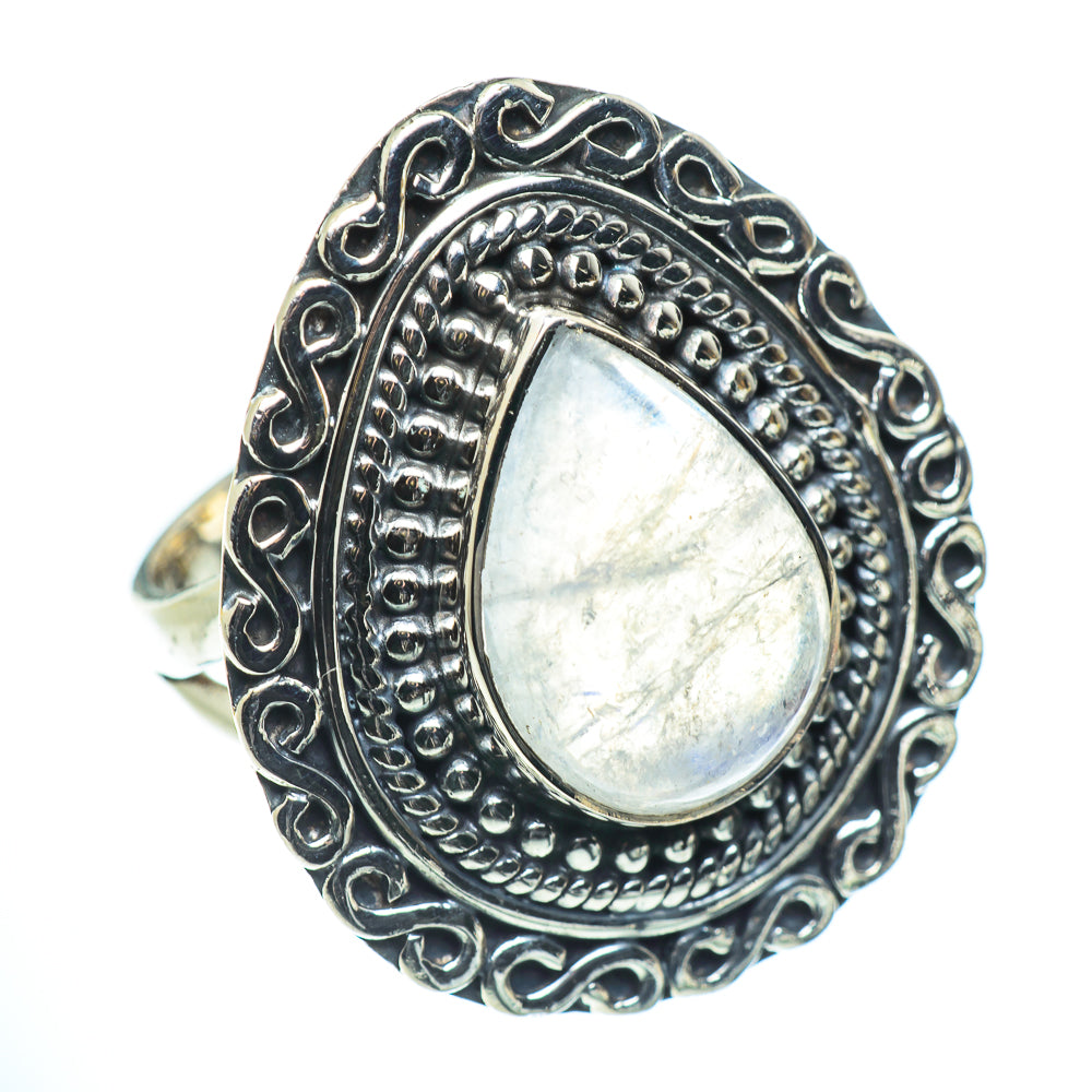 Rainbow Moonstone Rings handcrafted by Anasilvercos - RING55629