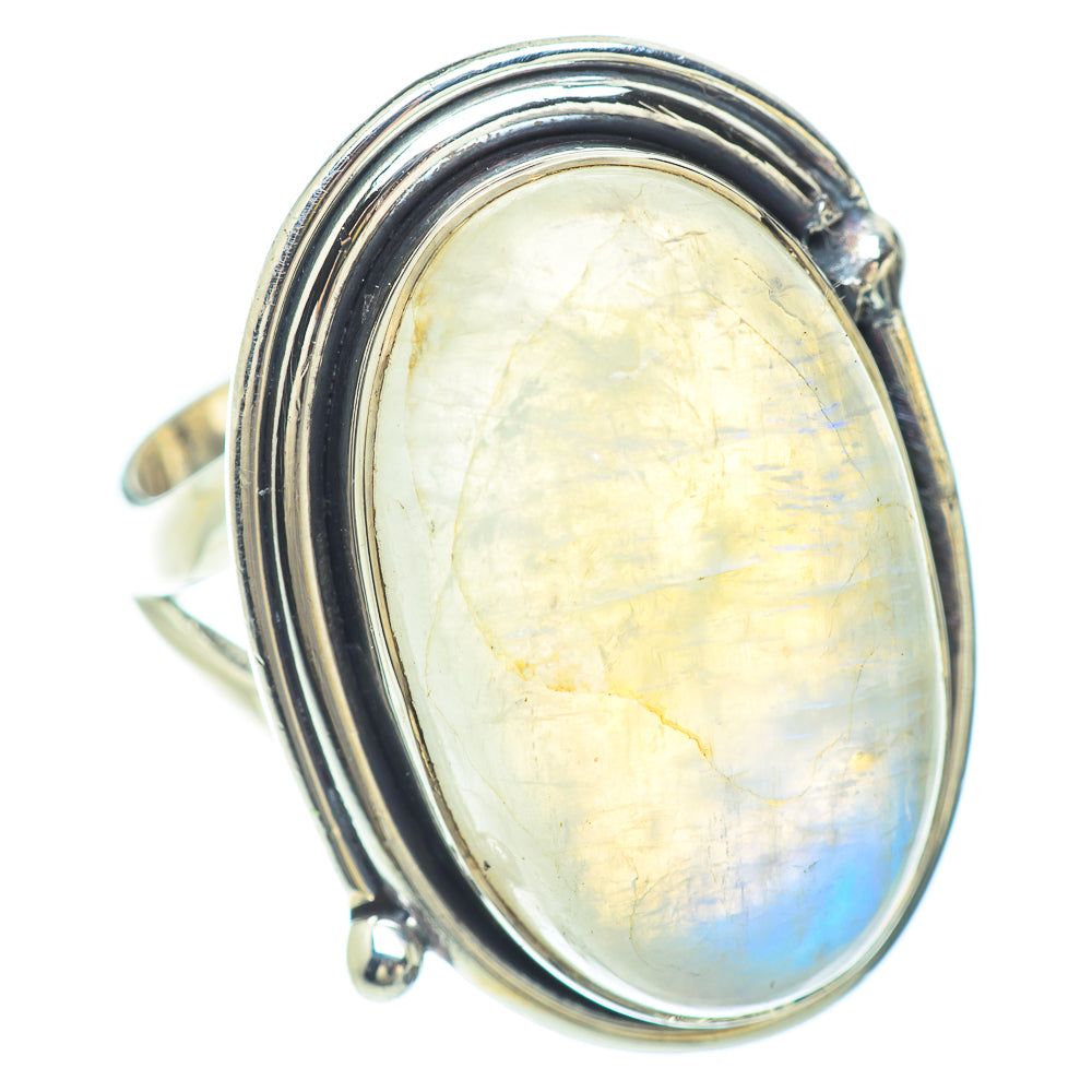 Rainbow Moonstone Rings handcrafted by Anasilvercos - RING56130