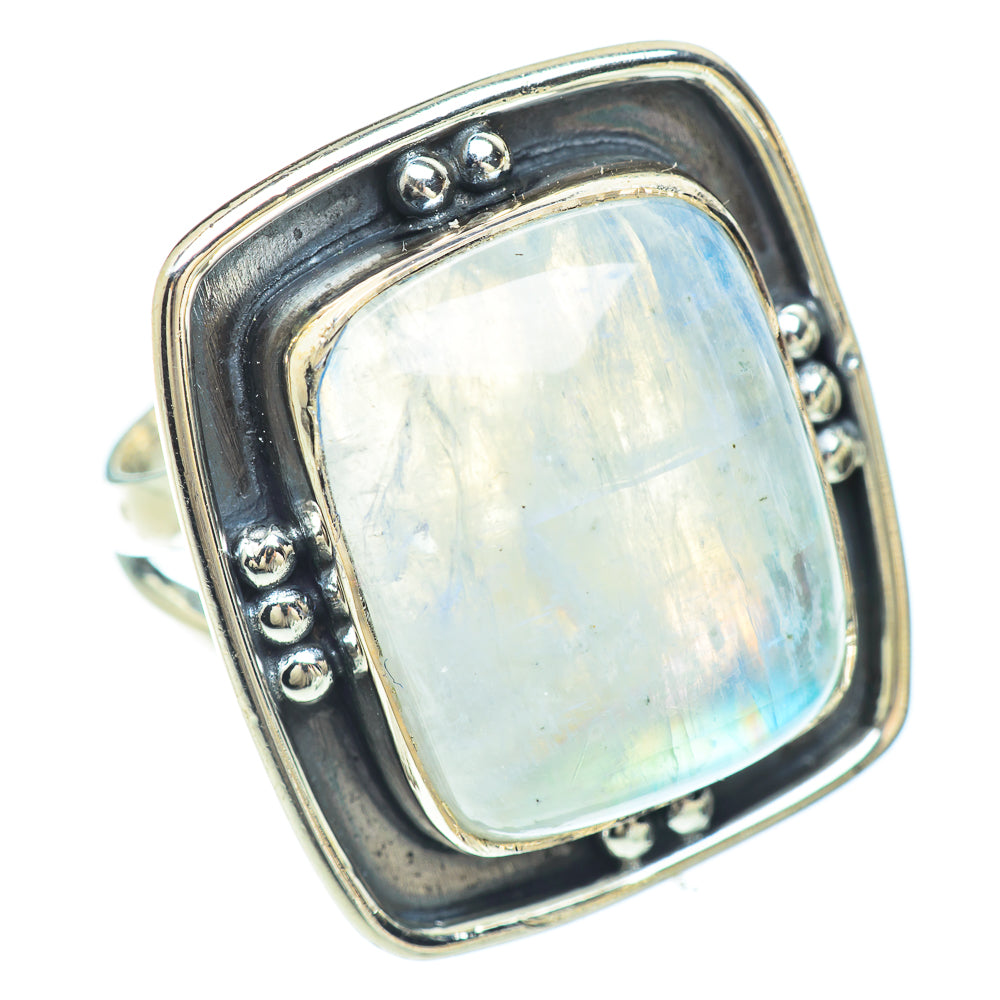 Rainbow Moonstone Rings handcrafted by Anasilvercos - RING56173