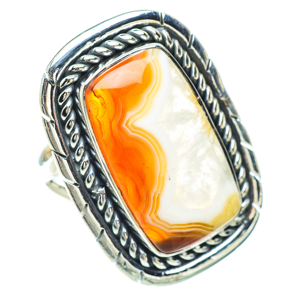 Orange Botswana Agate Rings handcrafted by Anasilvercos - RING56199
