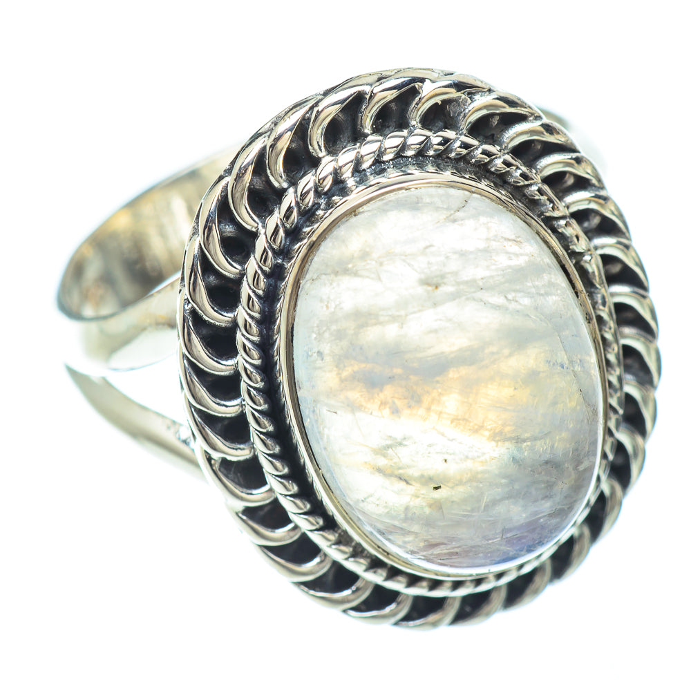 Rainbow Moonstone Rings handcrafted by Anasilvercos - RING56259