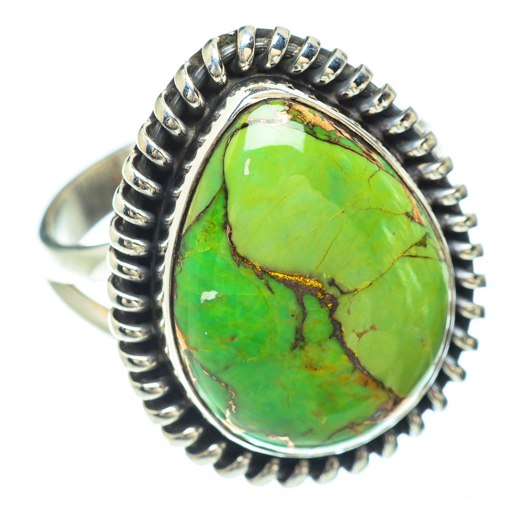 Green Copper Composite Turquoise Rings handcrafted by Anasilvercos - RING56366