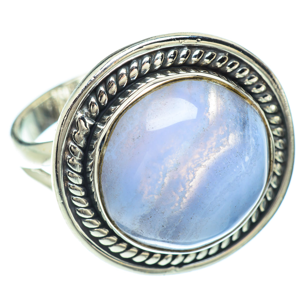 Blue Lace Agate Rings handcrafted by Anasilvercos - RING56435