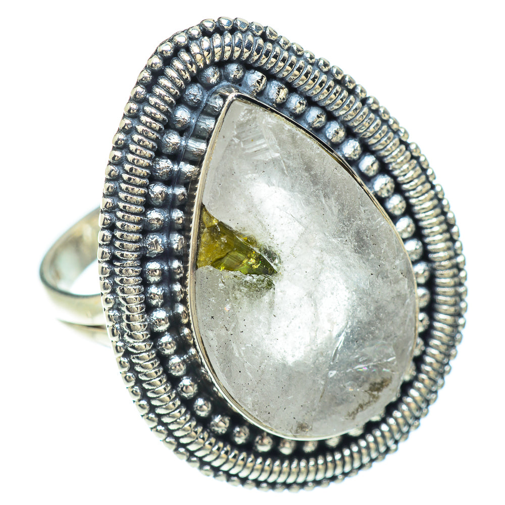 Green Tourmaline In Quartz Rings handcrafted by Anasilvercos - RING56504
