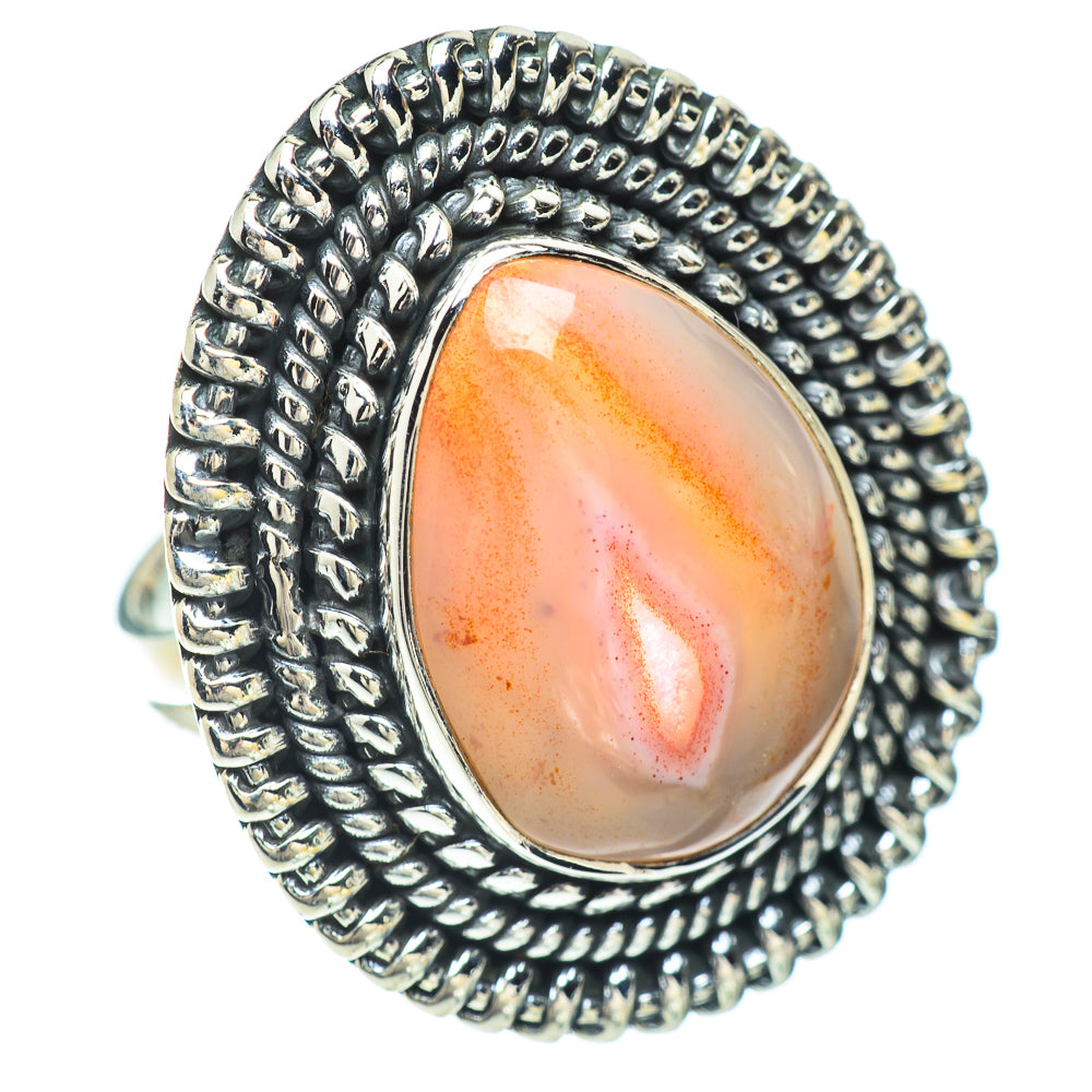 Orange Botswana Agate Rings handcrafted by Anasilvercos - RING56574