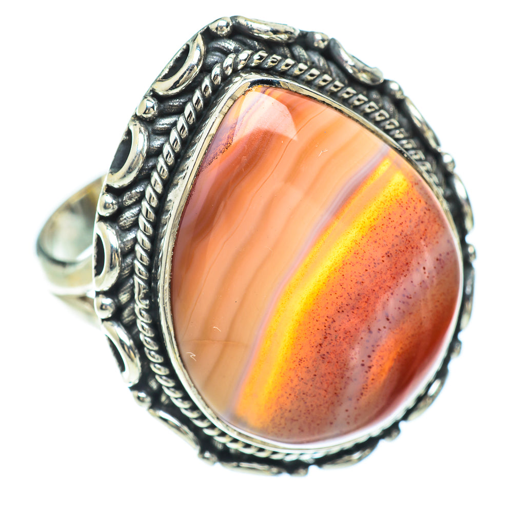 Orange Botswana Agate Rings handcrafted by Anasilvercos - RING56607