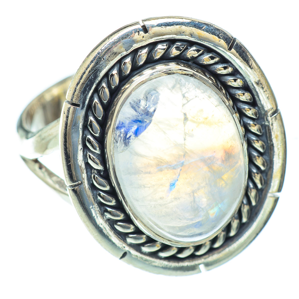 Rainbow Moonstone Rings handcrafted by Anasilvercos - RING56660