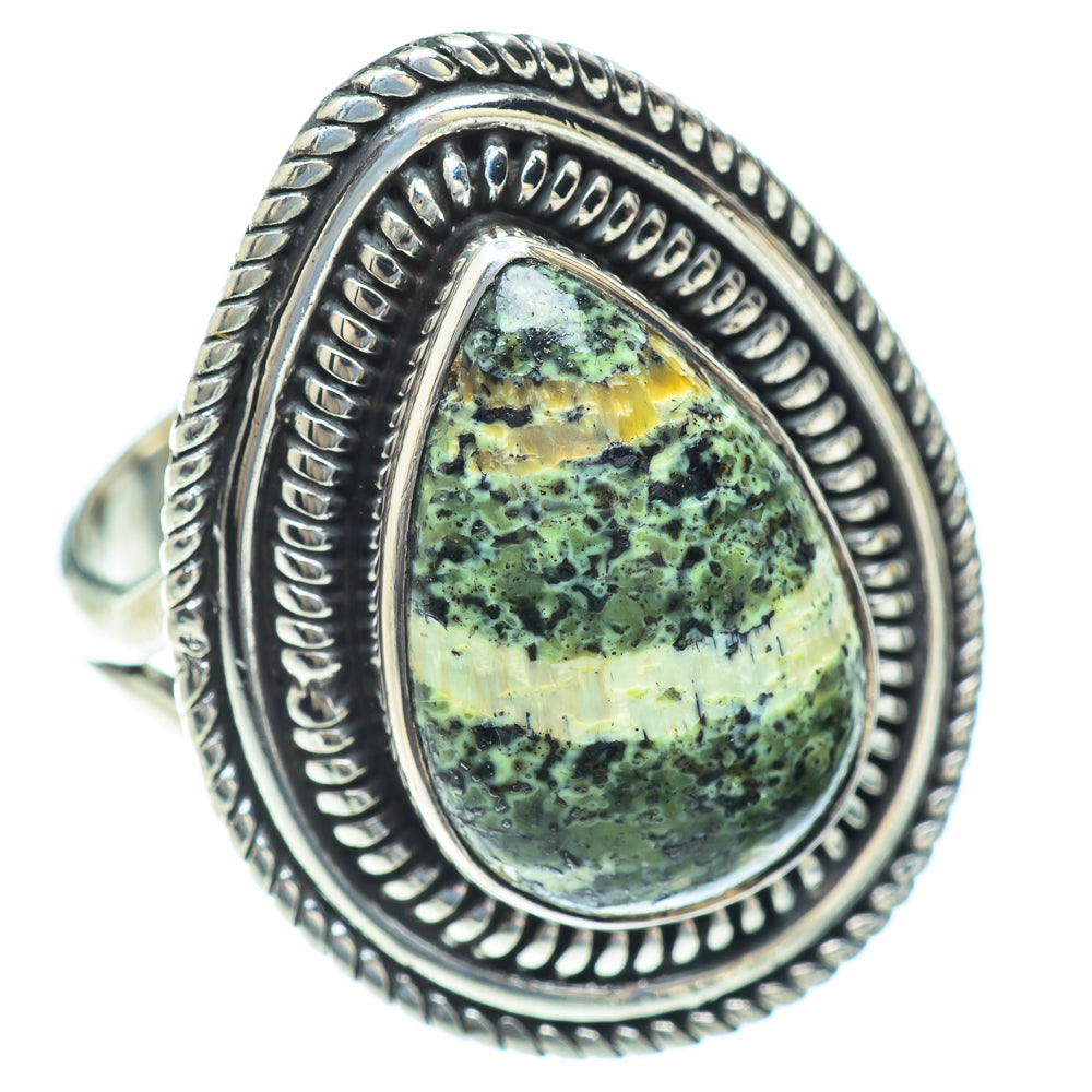 Green Vein Jasper Rings handcrafted by Anasilvercos - RING56677