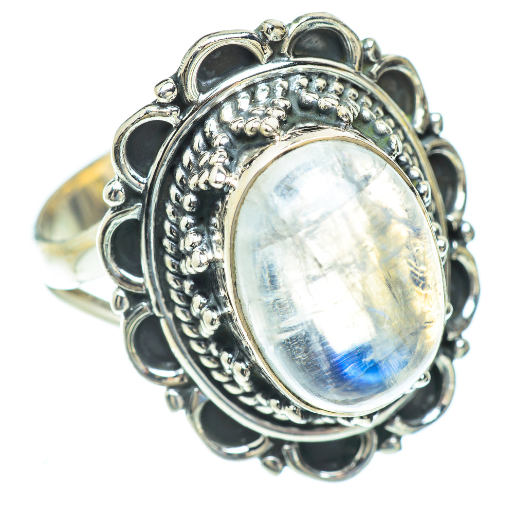 Rainbow Moonstone Rings handcrafted by Anasilvercos - RING56731