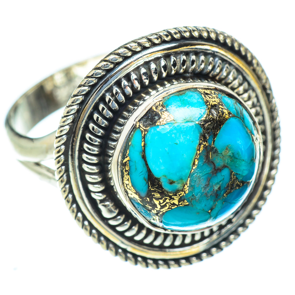 Blue Copper Composite Turquoise Rings handcrafted by Anasilvercos - RING56741