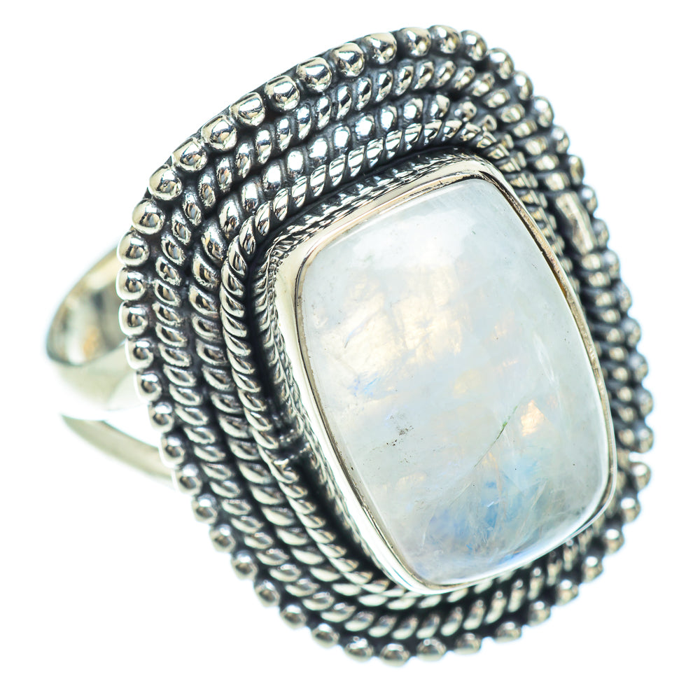 Rainbow Moonstone Rings handcrafted by Anasilvercos - RING56790