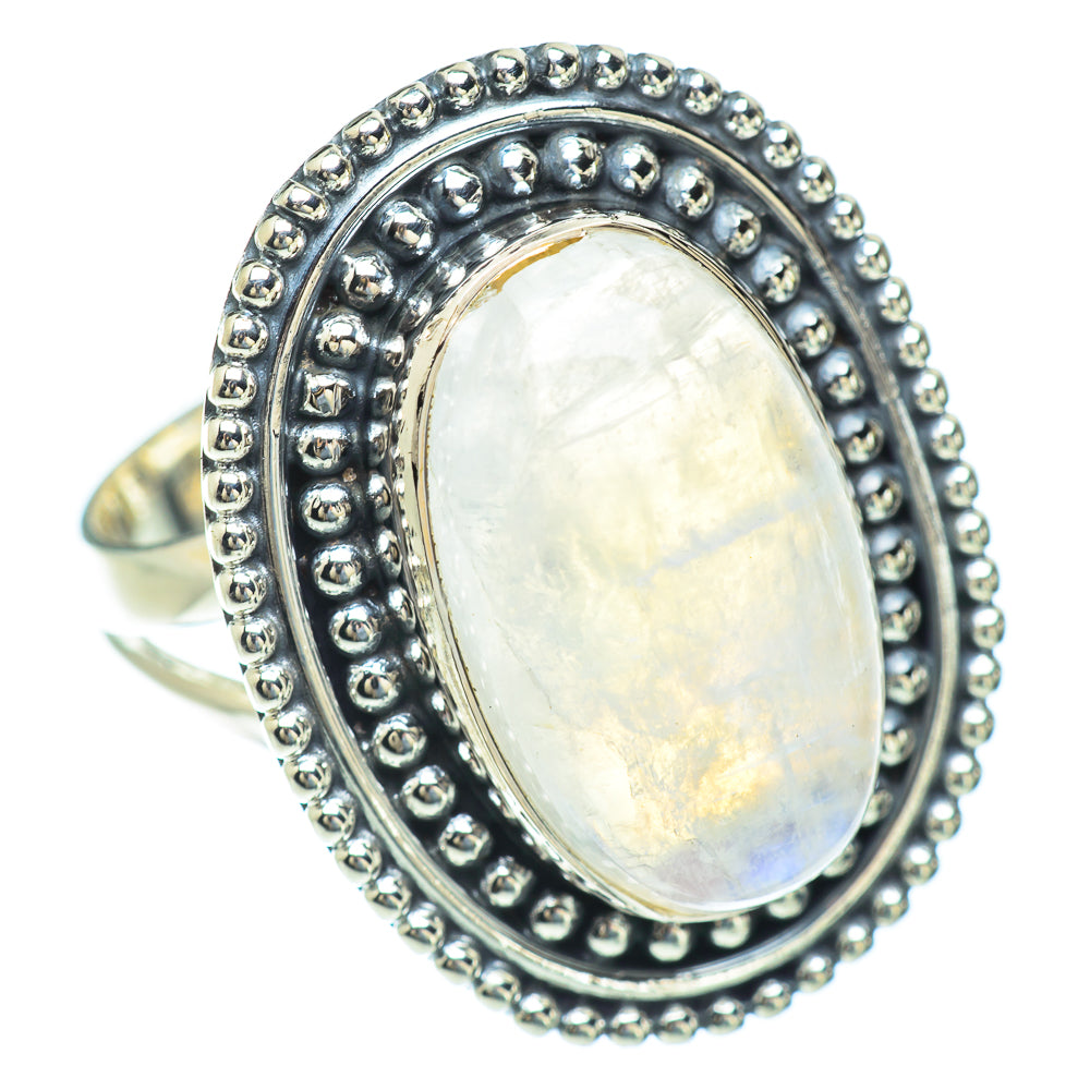 Rainbow Moonstone Rings handcrafted by Anasilvercos - RING56791