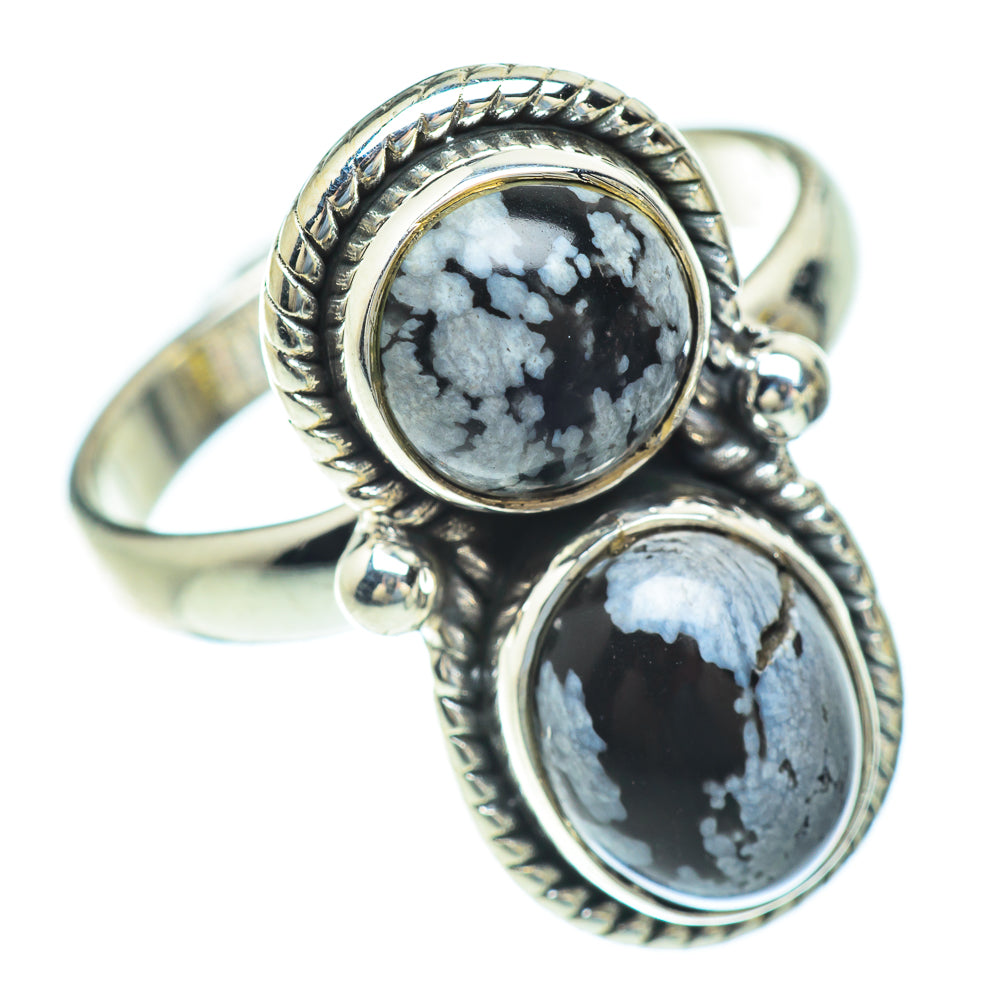 Snowflake Obsidian Rings handcrafted by Anasilvercos - RING56817