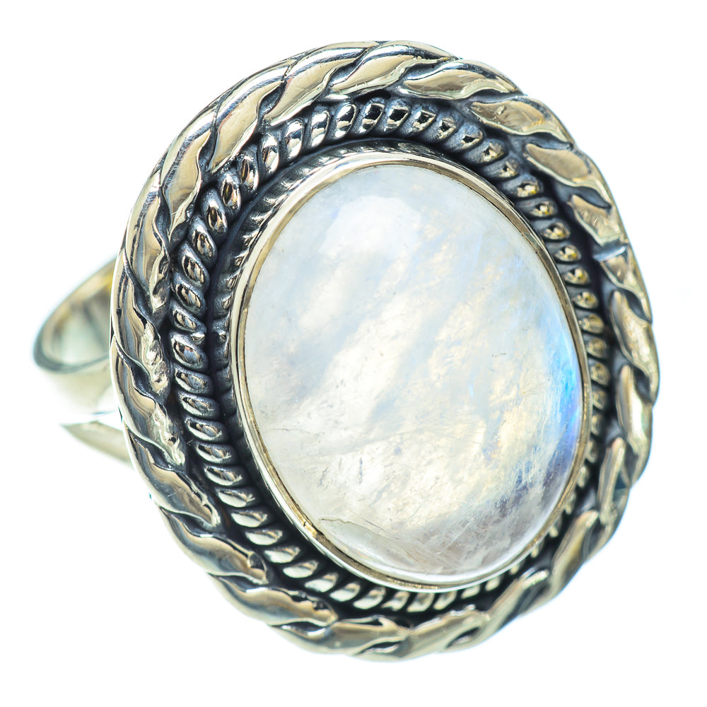 Rainbow Moonstone Rings handcrafted by Anasilvercos - RING56872