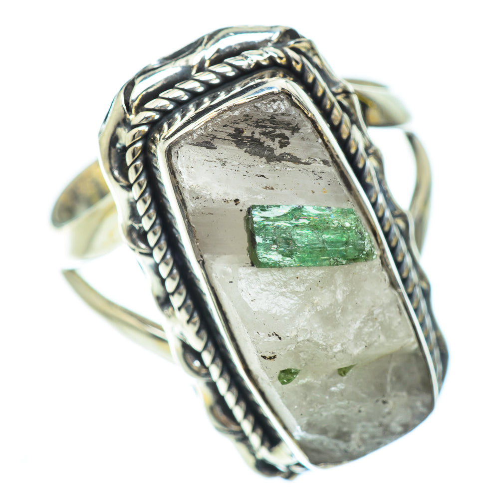 Green Tourmaline In Quartz Rings handcrafted by Anasilvercos - RING56916