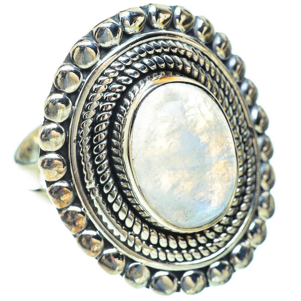 Rainbow Moonstone Rings handcrafted by Anasilvercos - RING56965